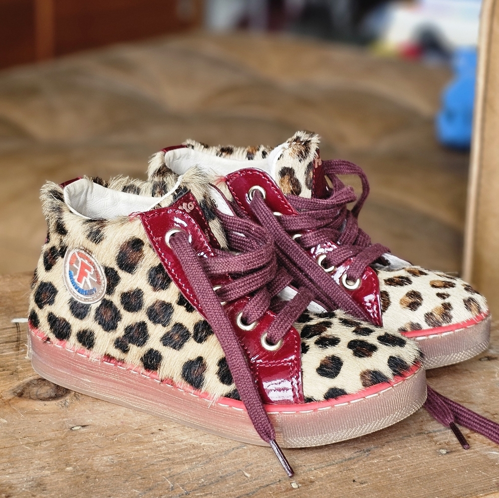 Falcotto Leopard Fur Toddler High Top Sneakers